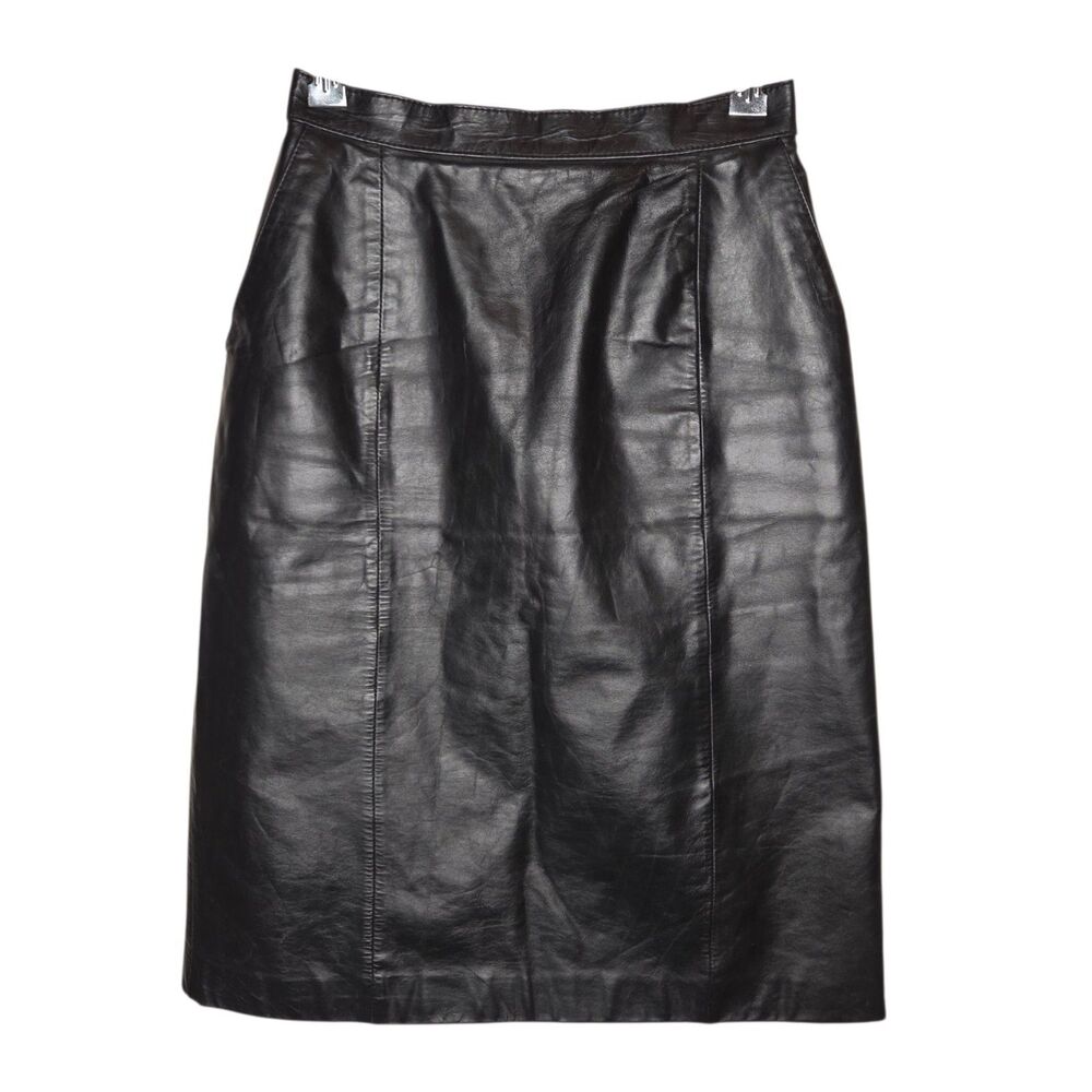 Vintage Wilsons Leather Pencil Skirt NWT Black High Waisted Size 8 90s Mob Wife